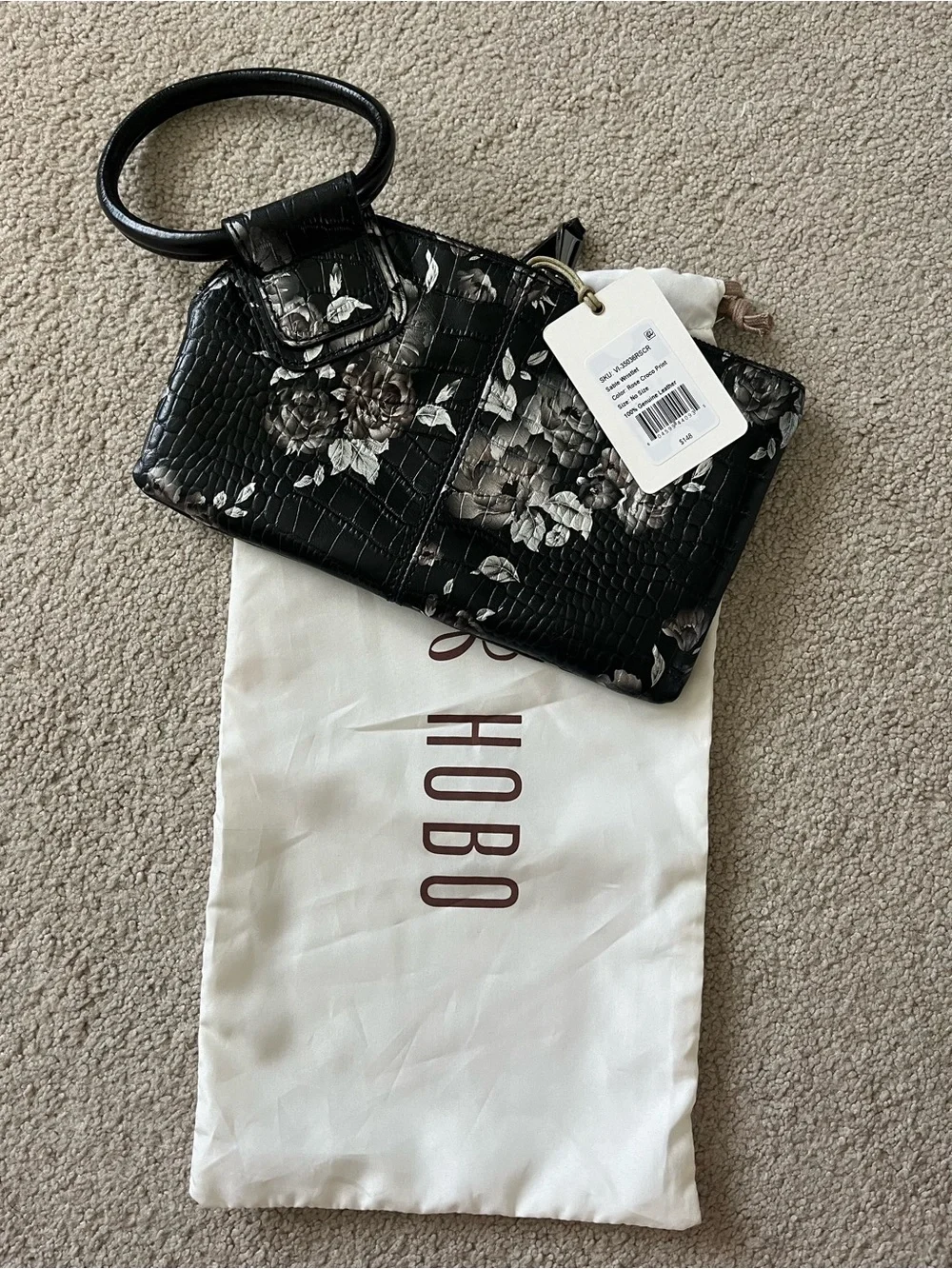 HOBO Sable Wristlet Rose Croco Print NWT